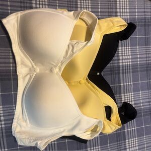 Women's White, Yellow, and Black Bra Set front snap